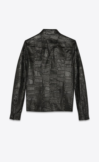 Python and lambskin patchwork western shirt